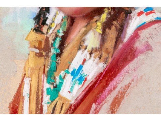 Harley Brown (Canadian, B. 1939) Pastel On Paper, Bust Of A Native American Girl