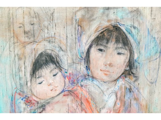 Edna Hibel (American, 1917-2014) Oil On Board, Asian Children