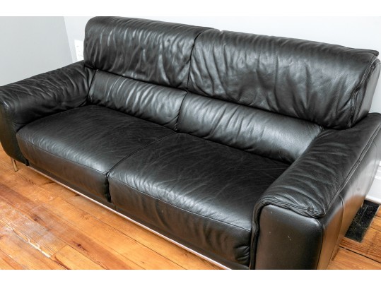 Chateau D'Ax Italian Leather Sofa On Chrome Legs