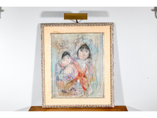 Edna Hibel (American, 1917-2014) Oil On Board, Asian Children