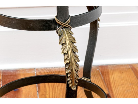 Maitland Smith Iron And Gilt Finished Glass Top Occasional Table