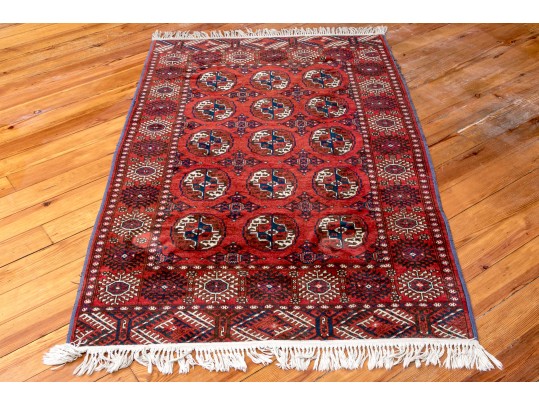 Vintage Hand Knotted Wool Bokara Carpet, 6'-4