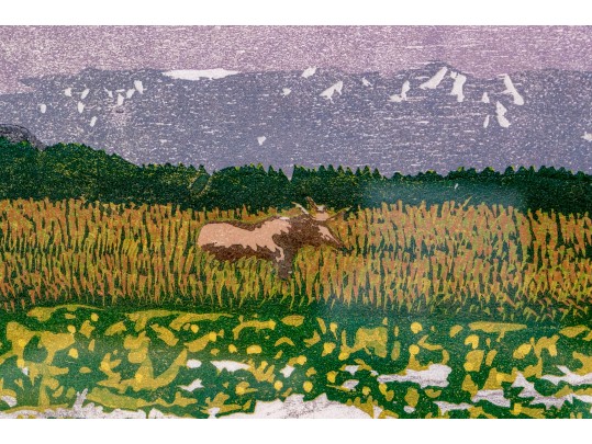 Andrea Rich (American, B. 1954) “Alaskan Waterlilys” Signed Woodcut