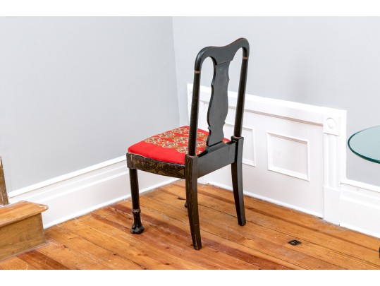Antique Chinoiserie Carved And Lacquered Side Chair