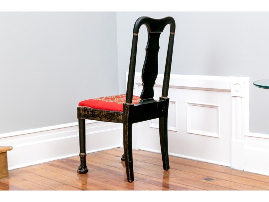 Antique Chinoiserie Carved And Lacquered Side Chair