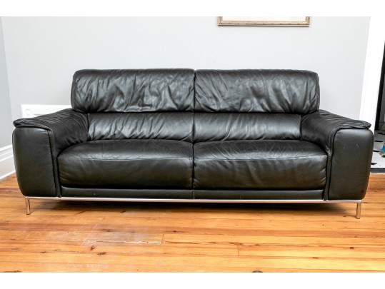 Chateau D'Ax Italian Leather Sofa On Chrome Legs
