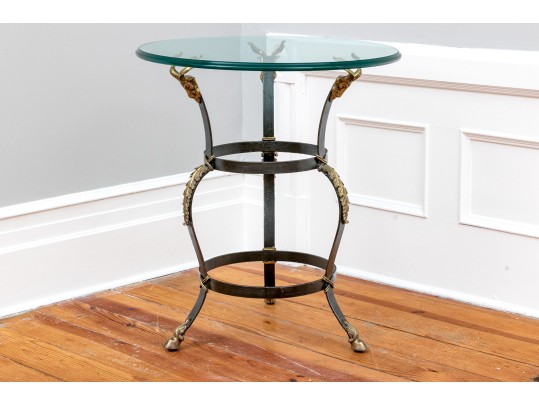 Maitland Smith Iron And Gilt Finished Glass Top Occasional Table