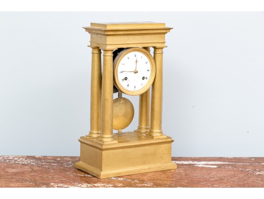 19th Century French Bergmiller Gilt Portico Clock