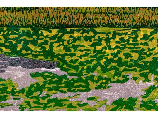 Andrea Rich (American, B. 1954) “Alaskan Waterlilys” Signed Woodcut