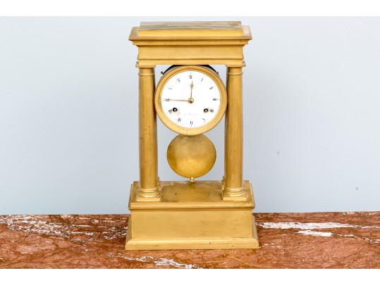 19th Century French Bergmiller Gilt Portico Clock