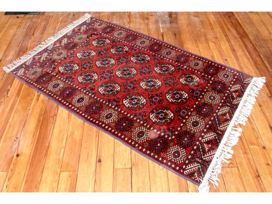 Vintage Hand Knotted Wool Bokara Carpet, 6'-4