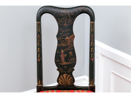 Antique Chinoiserie Carved And Lacquered Side Chair