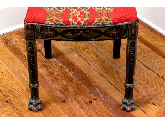 Antique Chinoiserie Carved And Lacquered Side Chair