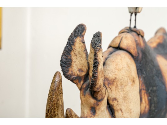 Todd Warner (1945-2022) Ceramic Rhinoscerous 