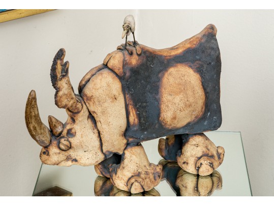 Todd Warner (1945-2022) Ceramic Rhinoscerous 