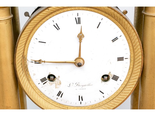 19th Century French Bergmiller Gilt Portico Clock
