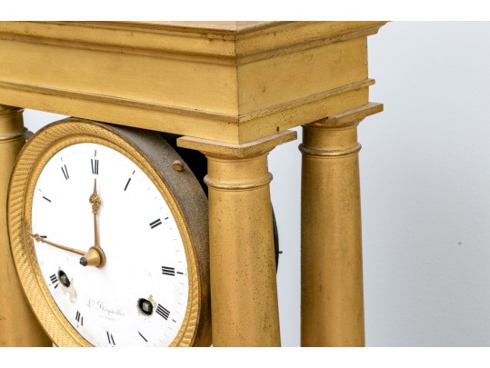 19th Century French Bergmiller Gilt Portico Clock