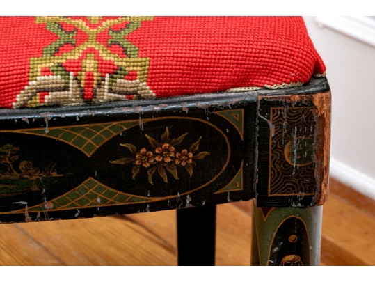 Antique Chinoiserie Carved And Lacquered Side Chair