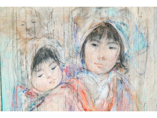 Edna Hibel (American, 1917-2014) Oil On Board, Asian Children