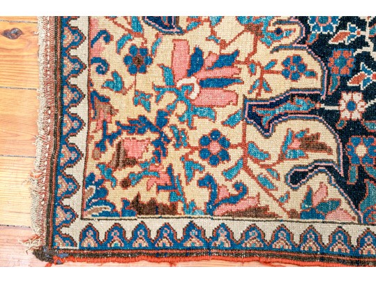 Antique Persian Wool Fragment Accent Carpet, 6'-9