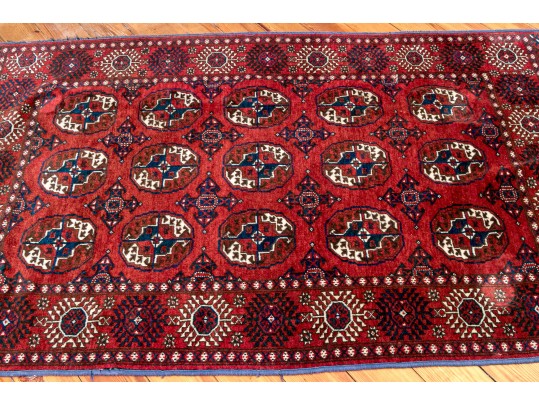 Vintage Hand Knotted Wool Bokara Carpet, 6'-4