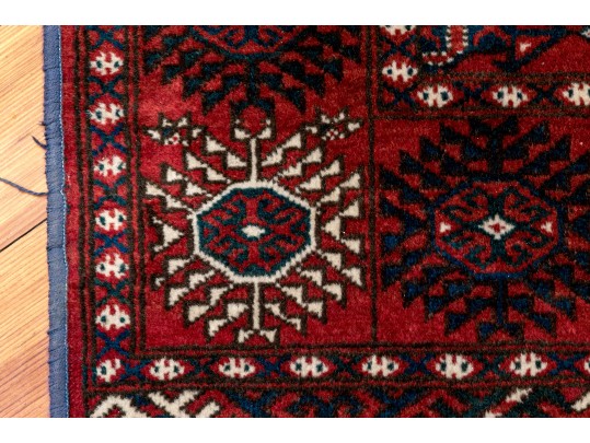 Vintage Hand Knotted Wool Bokara Carpet, 6'-4