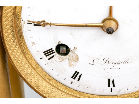 19th Century French Bergmiller Gilt Portico Clock