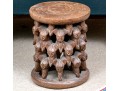African Hand-Carved Wood Stacked Elephant Taboret