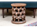 African Hand-Carved Wood Stacked Elephant Taboret