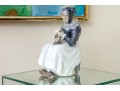 Vintage ROYAL COPENHAGEN 1317 Woman KNITTING / Sewing Bentner Porcelain Figurine