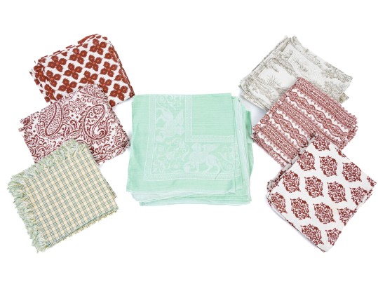 Collection Of Printed And Damask Table Linens- Napkins
