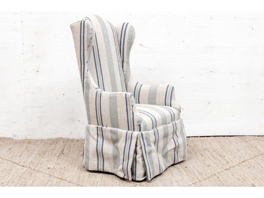 Vintage Upholstered Small Scale Wing Chair
