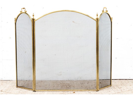 Vintage Brass Fire Screen 