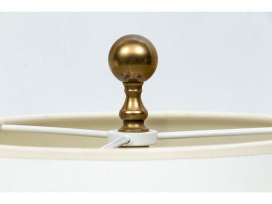 Pair Of Intertek Sturdy Brass Finished Twin Light Table Lamps