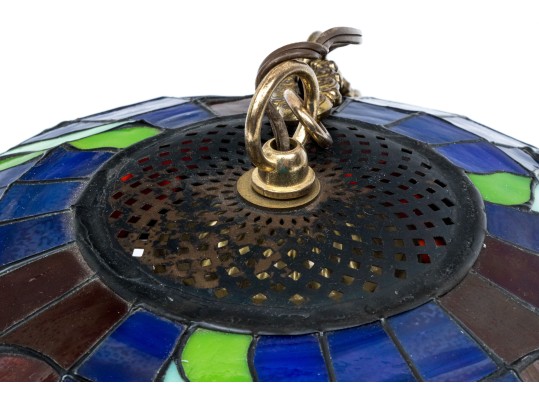 Stained Glass Hanging Lamp, Floral Motif