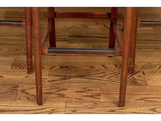 Set Of Three Custom Upholstered Bar Stools