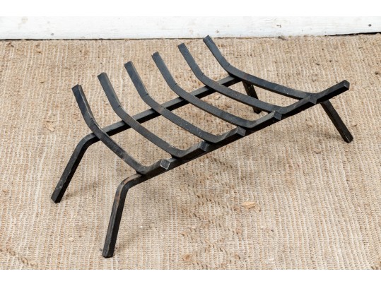 Collection Of An Iron Fire Log Stand With Five Birch Branch Segments