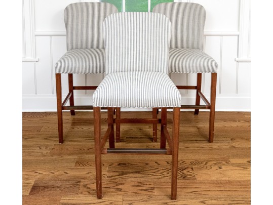 Set Of Three Custom Upholstered Bar Stools
