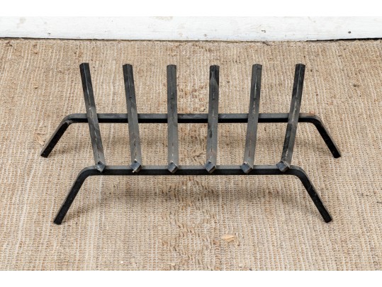 Collection Of An Iron Fire Log Stand With Five Birch Branch Segments