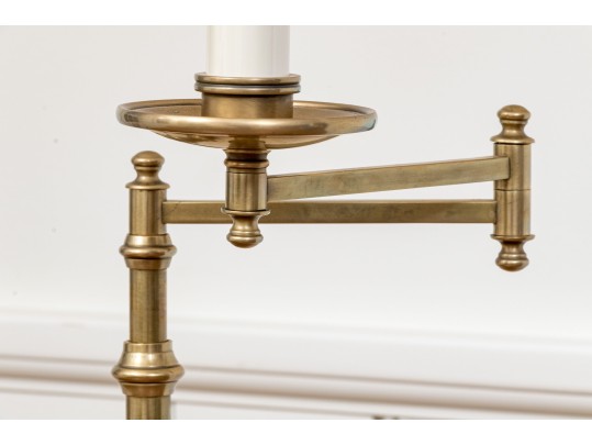 Two Brass Finished Adjustable Floor Lamps