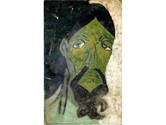 Vintage Oil On Canvas Board, Portrait Of A Bearded Male Figure