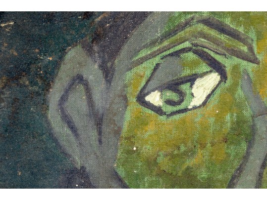 Vintage Oil On Canvas Board, Portrait Of A Bearded Male Figure