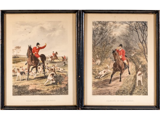 Pair Of Antique English Hunt Prints