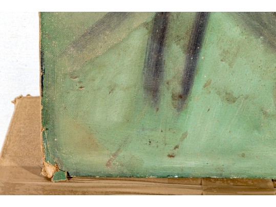 Vintage Oil On Canvas Board, Portrait Of A Bearded Male Figure