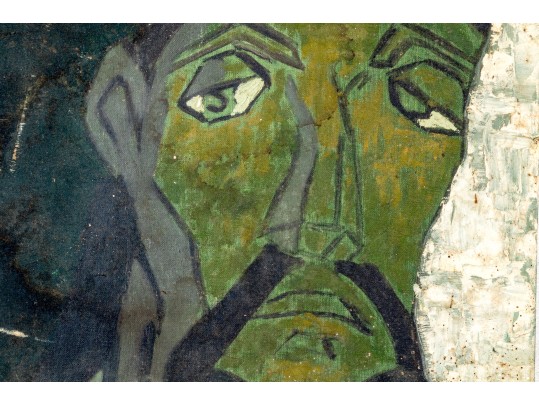 Vintage Oil On Canvas Board, Portrait Of A Bearded Male Figure