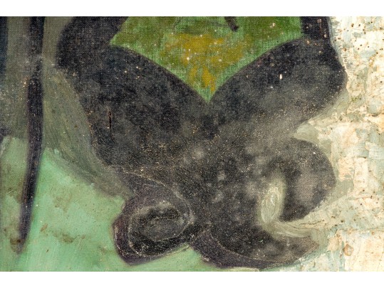 Vintage Oil On Canvas Board, Portrait Of A Bearded Male Figure