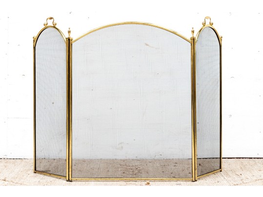 Vintage Brass Fire Screen 