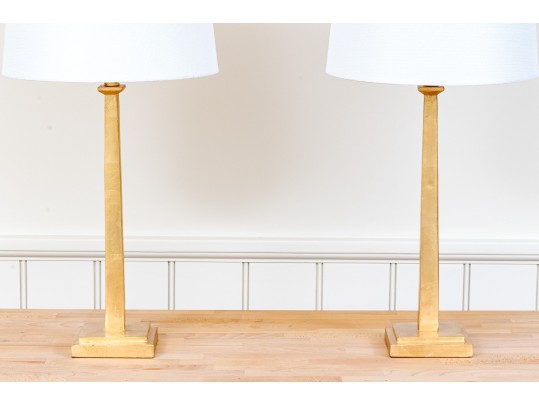 Chic Pair Of Safavieh Gilt Finished Table Lamps