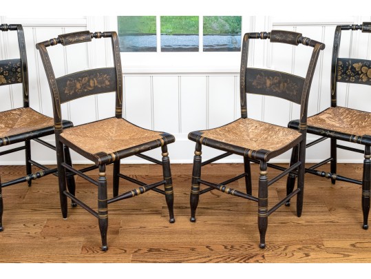 Set Of Four Semi Antique Hitchcock Side Chairs
