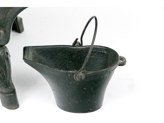 Antique Miniature Cast Iron Stove By Crescent With Accessories